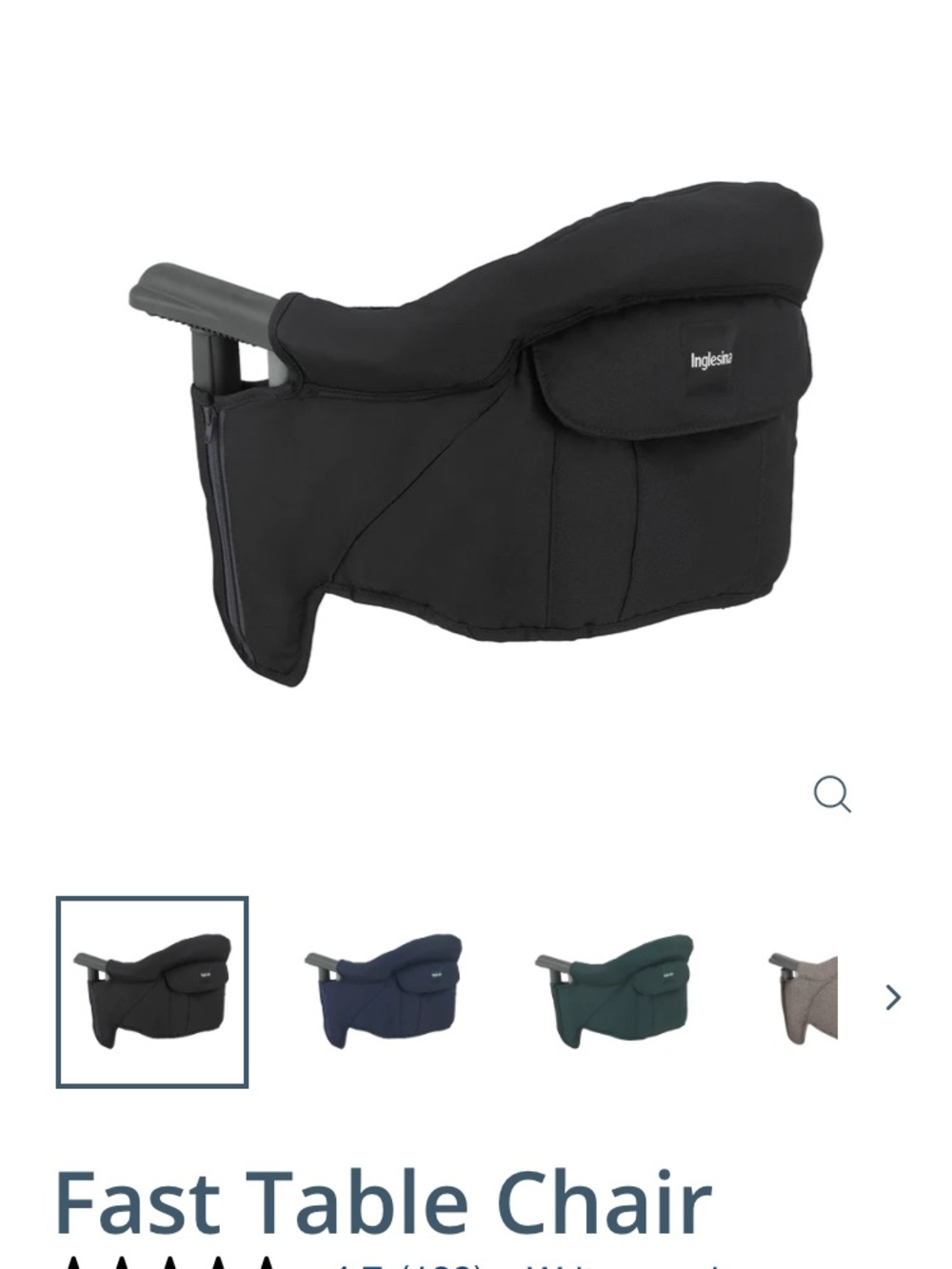 Inglesina Fast Table Chair - Black with dining tray